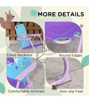 Outsunny Kids Bistro Table and Chair Set with Fairy Theme, Adjustable Parasol