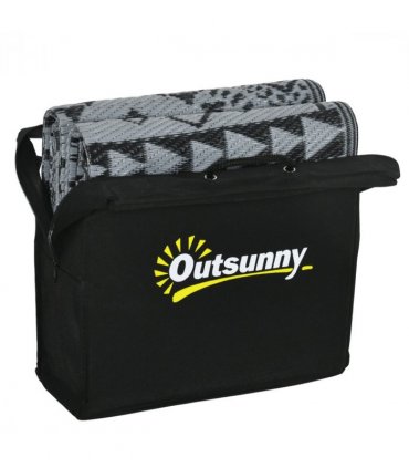 Outsunny Reversible Waterproof Outdoor Rug with Carry Bag, 182 x 274cm, Black