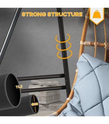 Steel Black 178cm x 143cm x 180cm Hammock Chair Stand Metal Frame Hammock Stand