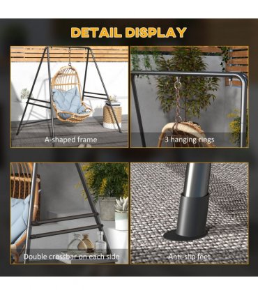 Steel Black 178cm x 143cm x 180cm Hammock Chair Stand Metal Frame Hammock Stand