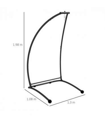 Steel Black Hammock Chair Stand Metal Frame C Shape 108cm x 130cm x 198cm