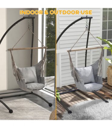 Steel Black Hammock Chair Stand Metal Frame C Shape 108cm x 130cm x 198cm
