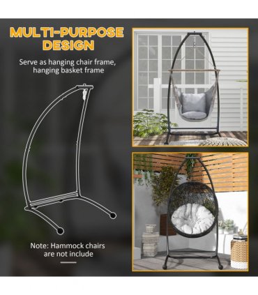 Steel Black Hammock Chair Stand Metal Frame C Shape 108cm x 130cm x 198cm