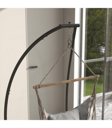 Steel Black Hammock Chair Stand Metal Frame C Shape 108cm x 130cm x 198cm