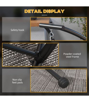 Steel Black Hammock Chair Stand Metal Frame C Shape 108cm x 130cm x 198cm