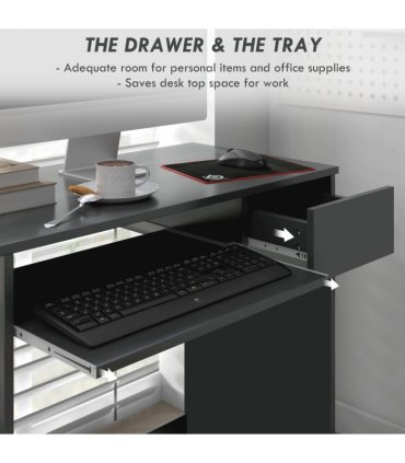 Particle board Grey 80cm x 45cm x 75cm Keyboard Tray Drawer Computer Desk