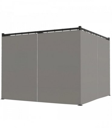 Outsunny 3 x 3(m) Pergola with Retractable Roof and Curtains, Light Grey