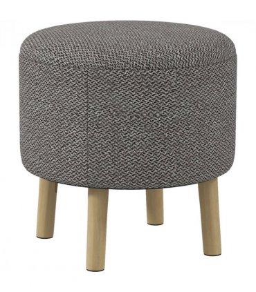 Storage Ottoman Light Grey Polyester Oak Wood 39W x 39D x 40Hcm Hidden Space