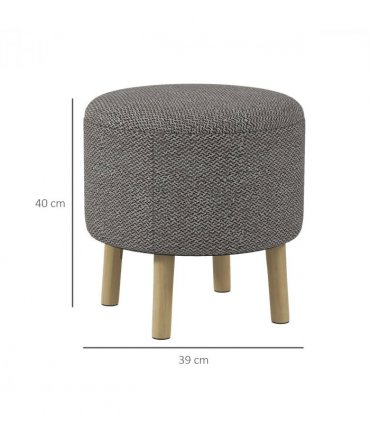 Storage Ottoman Light Grey Polyester Oak Wood 39W x 39D x 40Hcm Hidden Space