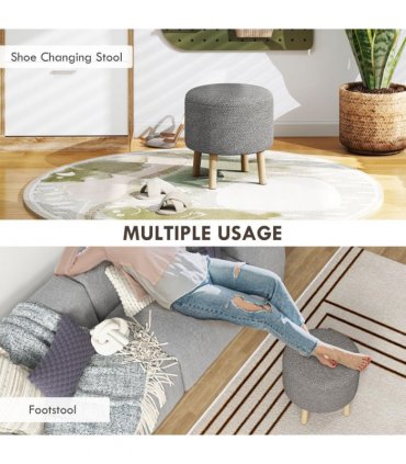 Storage Ottoman Light Grey Polyester Oak Wood 39W x 39D x 40Hcm Hidden Space