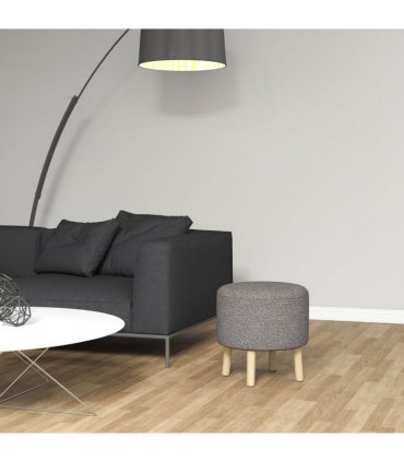 Storage Ottoman Light Grey Polyester Oak Wood 39W x 39D x 40Hcm Hidden Space