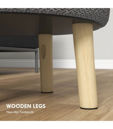 Storage Ottoman Light Grey Polyester Oak Wood 39W x 39D x 40Hcm Hidden Space