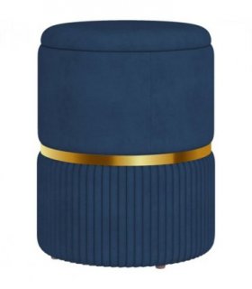 HOMCOM Round Pouffe, Storage Footstool with Cushioned Top, Hidden Space