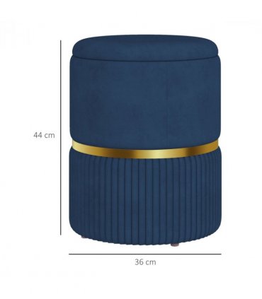 HOMCOM Round Pouffe, Storage Footstool with Cushioned Top, Hidden Space