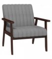 HOMCOM Modern Accent Chair Upholstered Armchair for Bedroom Living Room Grey
