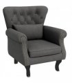 HOMCOM Vintage Armchair Wingback Accent Chair with Naihead Trim Dark Grey