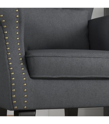 HOMCOM Vintage Armchair Wingback Accent Chair with Naihead Trim Dark Grey