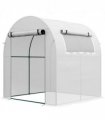 Greenhouse Walk in Polytunnel White Steel PE 180W x 180D x 200H cm Outsunny