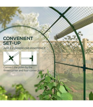 Greenhouse Walk in Polytunnel White Steel PE 180W x 180D x 200H cm Outsunny