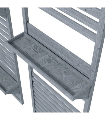 Wall Mounted Plant Stands Set of 2 with Shelves and Slatted Trellis Grey 60cm