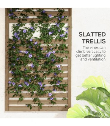 Plant Stand Natural Fir Wood 2-Piece Set with Shelves and Trellis 60x18x170cm