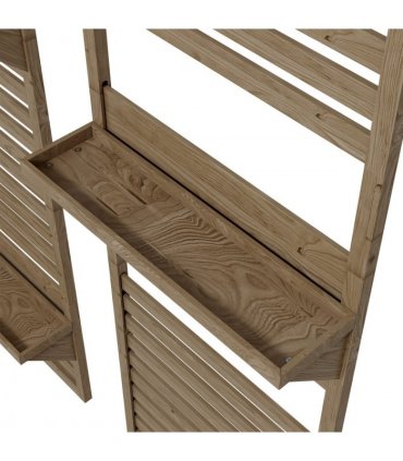 Plant Stand Natural Fir Wood 2-Piece Set with Shelves and Trellis 60x18x170cm