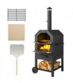 Outdoor Pizza Oven Black Steel Charcoal Grill BBQ Outsunny 66L x 45W x 158Hcm