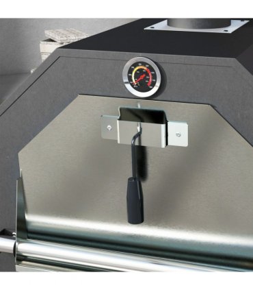 Outdoor Pizza Oven Black Steel Charcoal Grill BBQ Outsunny 66L x 45W x 158Hcm