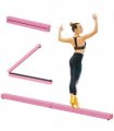 HOMCOM Balance Beam Trainer Fold Performance Gymnastics Suede Pink Home