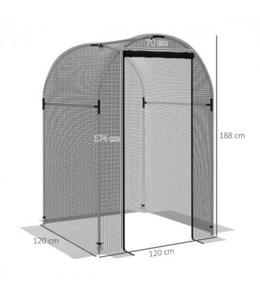 Outsunny Fruit Cage, Plant Protection Tent, 1.2 x 1.2 x 1.9m, Black