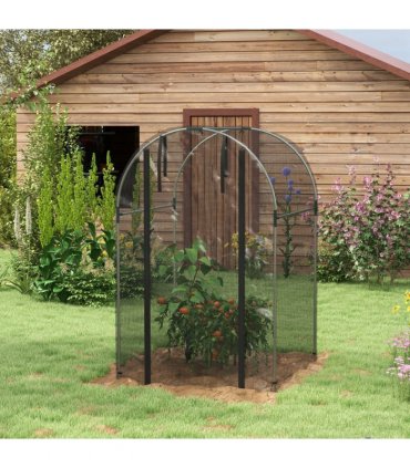 Outsunny Fruit Cage, Plant Protection Tent, 1.2 x 1.2 x 1.9m, Black