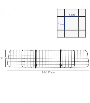 PawHut Heavy Duty Pet Dog Car Barrier Adjustable Ventilated Mesh Wire Guard