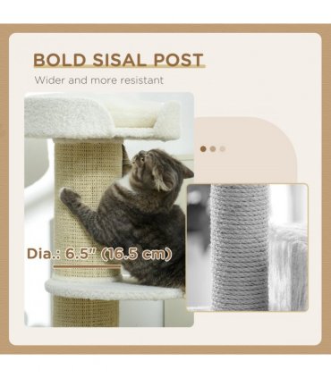 Cat Resting Tree Cream White 45L x45W x91Hcm Particle board, lamb cashmere