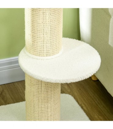 Cat Resting Tree Cream White 45L x45W x91Hcm Particle board, lamb cashmere