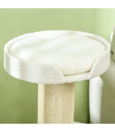 Cat Resting Tree Cream White 45L x45W x91Hcm Particle board, lamb cashmere