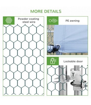 PawHut Walk In Chicken Run Large Galvanised Chicken Coop with Cover 6 x 3 x 2m
