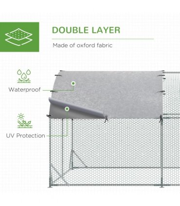 PawHut Walk-In Chicken Run Galvanised Chicken Coop with Cover 2.8 x 1.9 x 2m