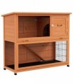 Outdoor Rabbit Hutch Antiseptic Orange Fir Wood Steel Wires 120L x50W x102Hcm