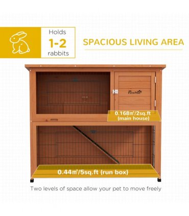 Outdoor Rabbit Hutch Antiseptic Orange Fir Wood Steel Wires 120L x50W x102Hcm