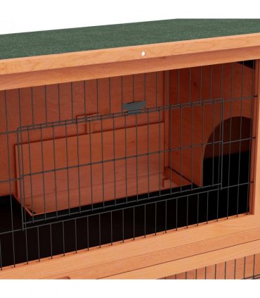 Outdoor Rabbit Hutch Antiseptic Orange Fir Wood Steel Wires 120L x50W x102Hcm