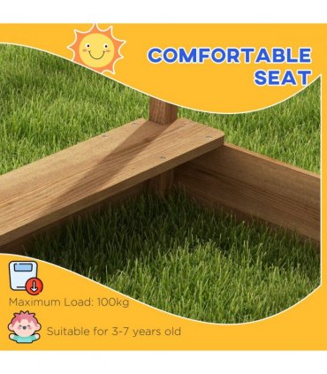 Sand Pit Brown Fir wood 124L x116W x146Hcm Outsunny Sandbox Canopy Seats Kids