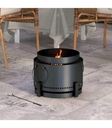 Outsunny 37cm Smokeless Wood Burning Firepit Metal Fire Pit, Black