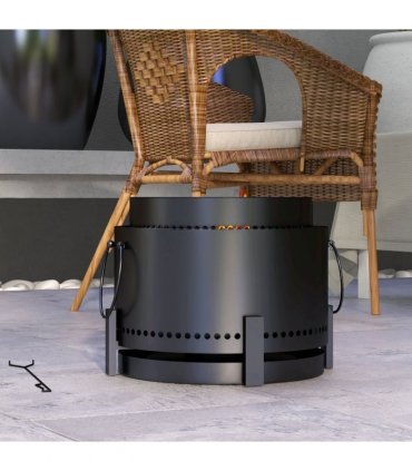 Outsunny 37cm Smokeless Wood Burning Firepit Metal Fire Pit, Black