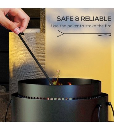 Outsunny 37cm Smokeless Wood Burning Firepit Metal Fire Pit, Black