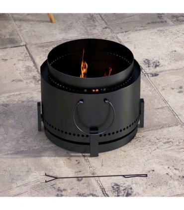 Outsunny 37cm Smokeless Wood Burning Firepit Metal Fire Pit, Black