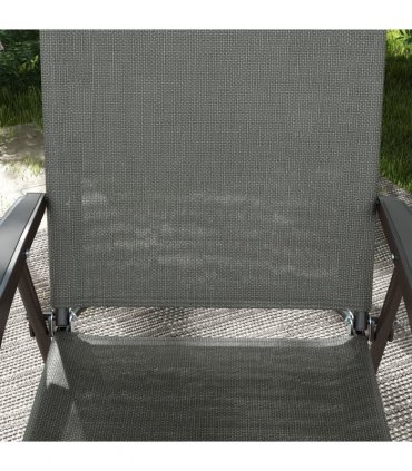 Garden Folding Chairs Set Dark Grey Steel Mesh Fabric Portable Design 56x62x97cm