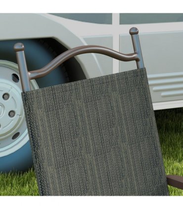 Outsunny Folding Chairs Set with Armrest Breathable Mesh Fabric Seat Dark Brown