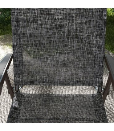 Outdoor Folding Chairs Set Grey Steel Mesh Fabric Portable Design Strong Frames