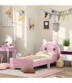 Toddler Bed Frame Pink MDF Cat Design Kids Bed with Guardrails 143L x74W x72Hcm