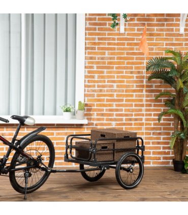 Bike Trailer HOMCOM Wagon Bicycle Cargo Trailer Suspension 2 Wheels Black